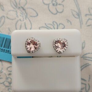 Genuine morganite halo stud earrings